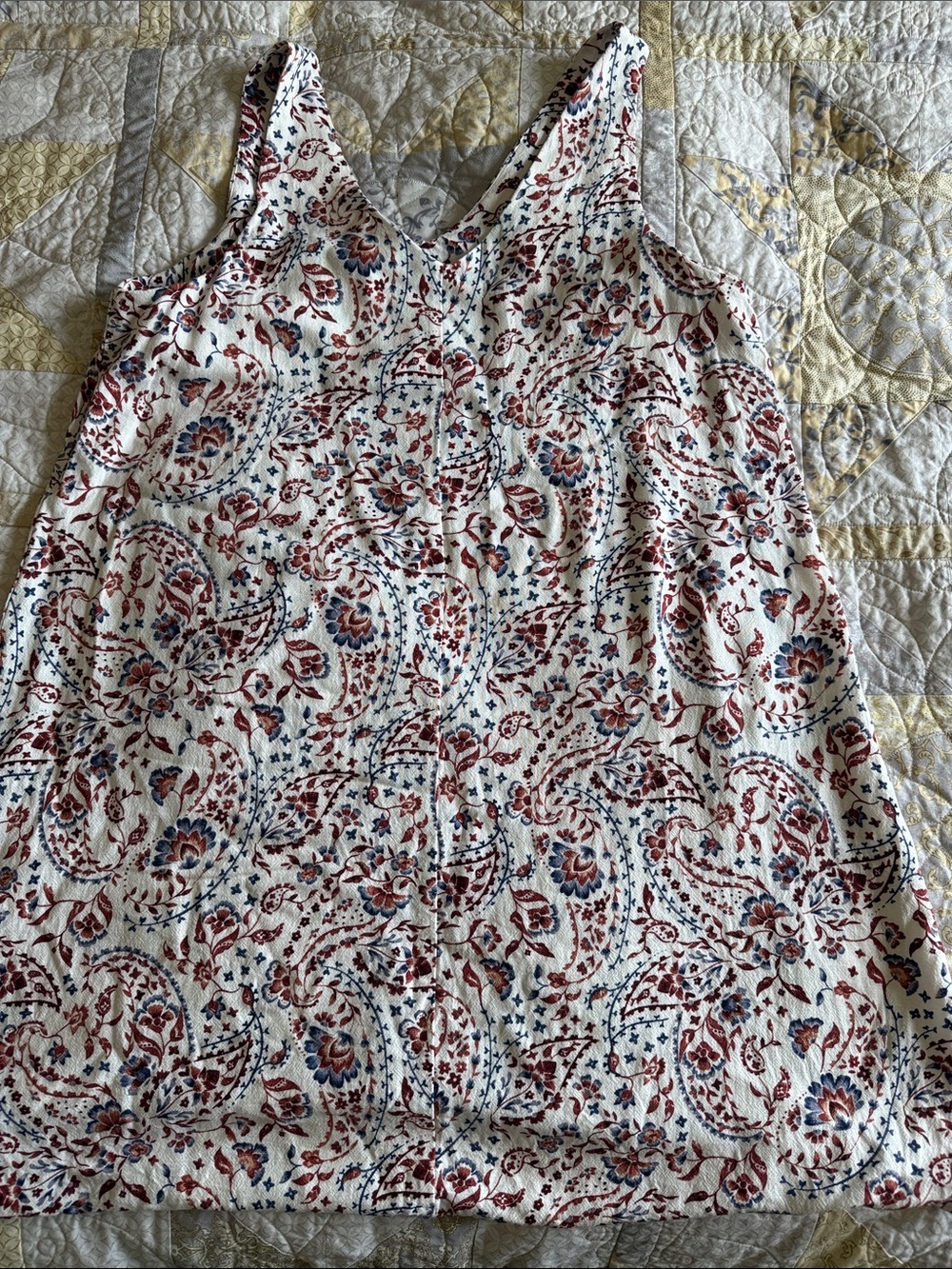 Reitmans White Floral-Paisley Print Swing Dress with Rust and Blue Details - Picture 8 of 8